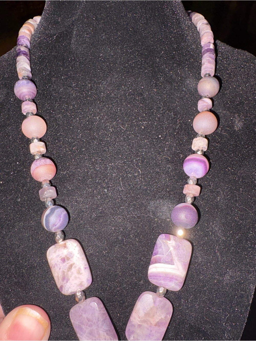Hand Crafted Chevron Amethyst Pendant Necklace - Picture 3 of 3